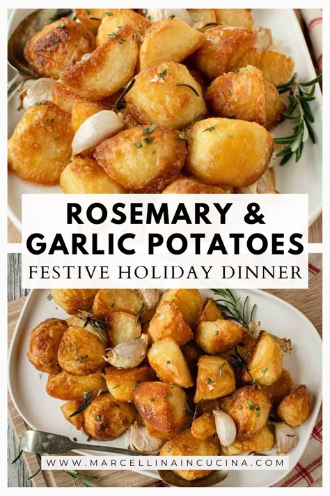 Rosemary Garlic Potatoes, Christmas Potatoes, Italian Christmas Recipes, Italian Potatoes, Rosemary Roasted Potatoes, Rosemary Potatoes, Roasted Potato Recipes, Rosemary Garlic, Potato Recipe