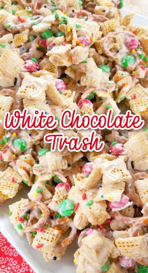 White Chocolate Trash, Chex Mix Recipes Sweet, Sprinkle Sugar Cookies, Chocolate Chex Mix, Christmas Snack Mix, Sweet Chex, Bliss Bars, Cranberry Bliss, Chocolate Chex