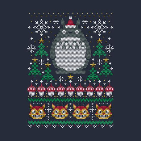 Totoro Christmas, Knitting Colorwork, Ghibli Totoro, Knitting Things, Yarn Craft, Textile Crafts, Needle Art, Knitting Charts, Holiday Sweater