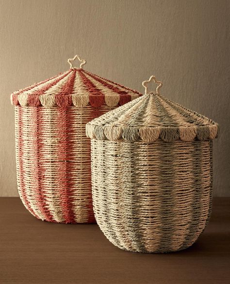 CHILDREN’S CIRCUS PAPER HAMPER - NEW IN - KIDS | Zara Home United States of America Circus Nursery, Baby Girl Shower Ideas, Girl Shower Ideas, Kids Baskets, Circus Tent, Rattan Basket, Woven Paper, Girl Shower