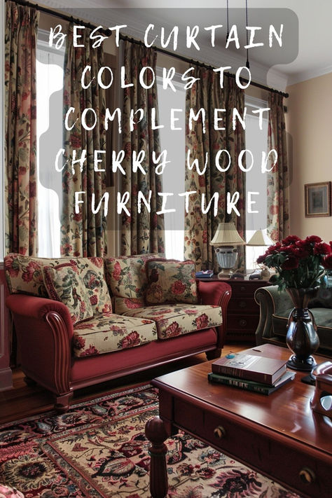 Curious about which curtains match cherry wood furniture? Click to explore top color picks that enhance your elegant wood tones! 🏠🎨 #HomeDecor #CherryWood #CurtainColors #RoomUpdate #InteriorDesign Curtain Colors, Cherry Wood Furniture, Cool Curtains, Wood Tones, Room Update, My Living Room, Colorful Curtains, Coffee And End Tables, Cherry Wood