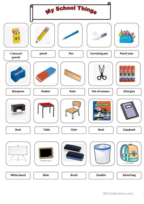 Thing For School Supplies, Pictures Of School Supplies, Things In School Worksheets, Classroom Things Worksheet, Things In Classroom Worksheet, Things In The Classroom Worksheet, Living Things Worksheet Kindergarten, School Things Worksheet For Kids, Activities For Primary School Kids