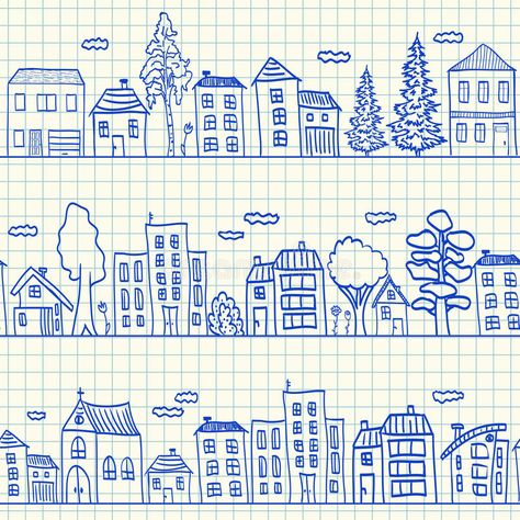 Summer Line Art, Paper Doodles, House Doodle, Infinite Art, Arte Doodle, Doodles Drawings, House Sketch, Graph Paper Art, House Quilts