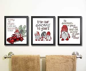 Buffalo Plaid Bathroom, Gnome Bathroom, Plaid Bathroom, Hallway Decorations, Christmas Art Print, Fun Sayings, Christmas Shower, Christmas Shower Curtains, Bathroom Images