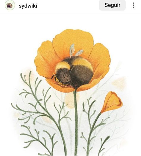 Bee Sleeping In Flower, Bumble Bee Tattoo, Terrible Puns, Bee Tattoo, California Poppy, Flower Illustration, Writing Activities, Bumble Bee, Flower Tattoo