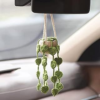 Amazon.com: ZHEXYF Plant Car Interior Hanging Ornament, Boho Crochet Hanging Basket for Car Rearview Mirrior Decor, Hand Knitted Car Pendant Suitable for Car Accessories, Key Chains, Backpacks (Orange Flowers) : Automotive Car Mirror Hanging Accessories, Crochet Car, Rear View Mirror Accessories, Handmade Plant, Flower Yellow, Stil Boho, Car Accessories For Women, Crochet Plant, Cute Car Accessories