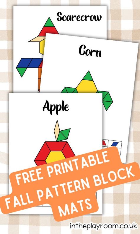 Fall Preschool Activities Free Printable, Free Pattern Block Printables, Activity For Nursery, Activity For Infants, Math Activity For Preschool, Pattern Block Printables, Pattern Blocks Activities, Pattern Block Mats, Pattern Block Templates