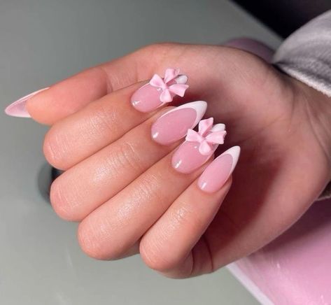 #fashion #pinkcore #coquette #2000sfashion #2000saesthetics #girlblogger #coquetteaesthetic #dollettecore #princess #moots #f4follow #Sanrio #aesthetic #justgirlythings #justagirl Nails White French Tip, Hope Nails, Nails White French, Almond Nails Pink, Nails Medium Almond, Pink Press On Nails, Fake Nails White, Sanrio Aesthetic, Nail Goals