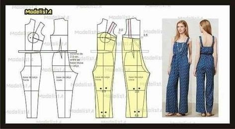 Pola Jumpsuit, Sewing Form, Jumpsuit Pattern Sewing, Overalls Vintage, Sewing Pants, Sewing Clothes Women, Pants Sewing Pattern, Jumpsuit Pattern, Easy To Sew