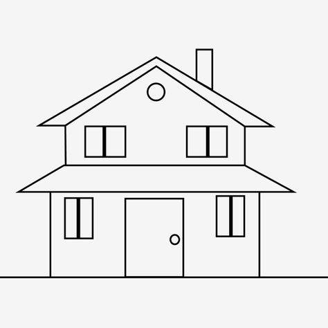 Easy Houses To Draw, Drawings Houses Simple, Cute House Drawing Simple, House Doodles Simple, Casa Dibujo Aesthetic, House Pictures Drawing, Easy House Drawing, House Line Art, Cabin Drawing