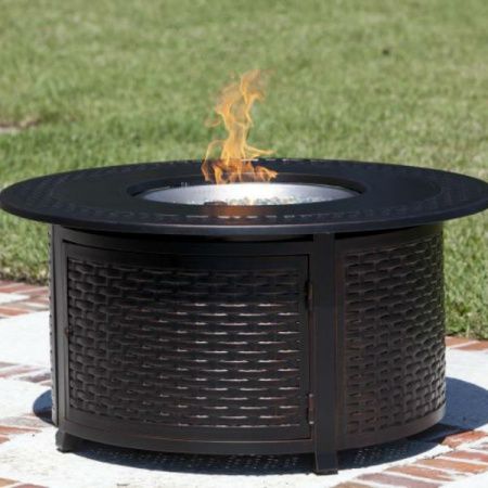 Bellante Woven Gas Fire Pit | WoodlandDirect.com: Outdoor Fireplaces: Fire Pits - Gas, Fire Sense #LearnShopEnjoy Fir Pit, Round Fire Pit Table, Round Patio Table, Fire Pit Materials, Outdoor Fire Table, Outdoor Fire Pit Table, Propane Fire Pit Table, Round Fire Pit, Outdoor Patio Table