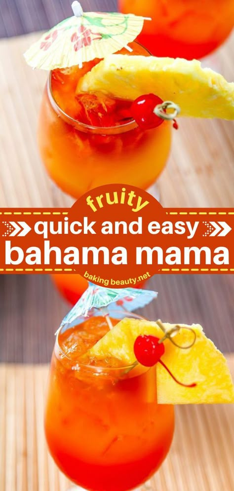 Bahama Mama Recipe, Bahama Mama Drink, Bahama Mama Cocktail, Drinks Alcohol Recipes Easy, Fruity Mixed Drinks, Fruity Alcohol Drinks, Easy Mixed Drinks, Best Mixed Drinks, Easy Alcoholic Drinks