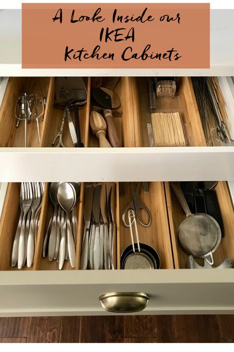 Ikea Kitchen Drawer Organization, Ikea Kitchen Cupboards, Ikea Inside, Ikea Drawer Organizer, Ikea Kitchen Drawers, Large Kitchen Cabinets, Ikea Kitchen Organization, Ikea Kitchen Storage, Inside Kitchen Cabinets