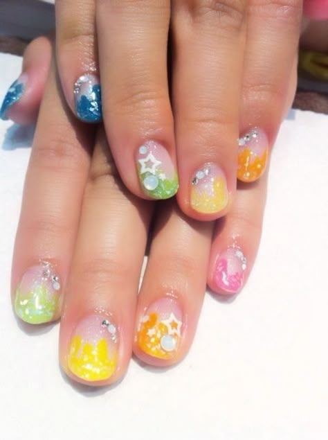 Splatoon Nails, Nails Gyaru, Gyaru Nails, Winter Nail Art Designs, Colorful Nail, Really Cute Nails, Winter Nail Art, Kawaii Nails, Winter Nail