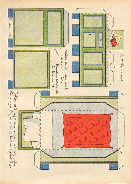 dec chambre 2 | Flickr - Photo Sharing! Bed and Dresser Paper Folding Art, Vintage Bedroom Furniture, Paper Furniture, Paper Toys Template, Dollhouse Printables, Paper Doll House, Seni Dan Kraf, Paper Toy, Doll Bed