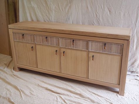 Reeded Wood Cabinet, Reed Front Cabinet, Reeded Sideboard, Oak Wood Sideboard, Reeded Wood, Fluted Wooden Cabinet Sideboard, Oak Sideboard Canada, Rural Studio, Oak Sideboard