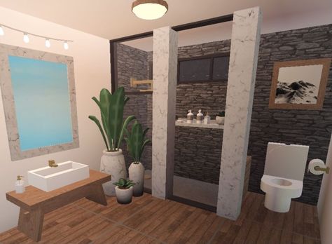 @reesexbuilds Bathroom Inspiration Bloxburg, Bloxburg House Room Ideas Modern, Big Bathroom Bloxburg, Roblox Bloxburg House Ideas Bathroom, Big Bloxburg Bathroom, Bloxburg Hotel Ideas Interior, 2x4 Bloxburg Bathroom, Hotel Room Ideas Bloxburg, 4x4 Bloxburg Bathroom