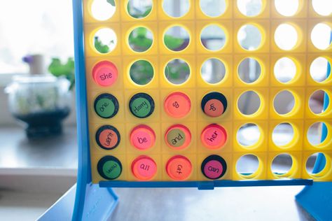 Board game hack: turn Connect 4 into a reading activity | @offbeathome Early Reading Activities, Volunteer Activities, Connect Four, Connect 4, Spelling Games, Reading Activity, Literacy Games, Reading Games, Early Reading