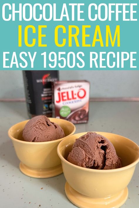 Chocolate Pudding Ice Cream, Chocolate Coffee Ice Cream, Pudding Ice Cream Recipe, Dash Recipes, Frozen Deserts, Coffee Ice Cream Recipe, 1950s Food, Chocolate Ice Cream Recipe, Pudding Ice Cream