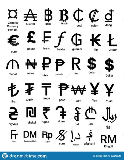 Black and White World Currency Symbol Vector Bundle Set Stock Vector - Illustration of banking, isolated: 178594196 Currency Symbols World, Currency Symbols Icons, World Currency Symbols, Fantasy Currency Names, Currency Tattoo, Money Symbols, Armenian Symbols, World Flags With Names, Money Symbol