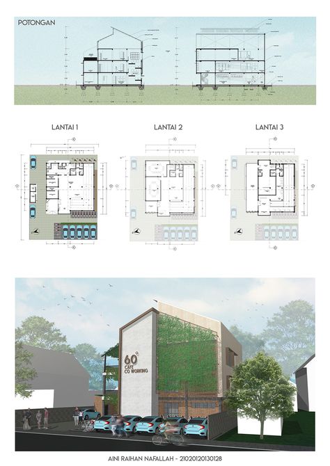 60 Degree Cafe & Co Working Space on Behance Co Working Space Architecture, Co Working Space Plan, Cafe Plan Architecture, Co Working Space Design, Cafe Floor Plan, Cafe Plan, Coworking Space Design, Architecture Blueprints, Landscape Design Drawings