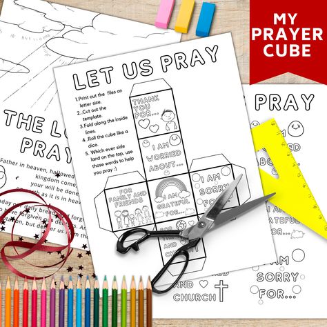 Cube Template, Childrens Prayer, Sunday School Games, Christian Activities, Scripture Coloring, Bible Verse Coloring, Bible School Crafts, My Prayer, Sunday School Activities