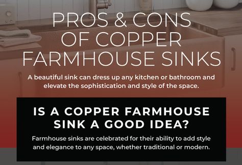 pros and cons of copper farmhouse sinks White Uppers Grey Lowers, Bronze Sink Kitchen, Modern Copper Kitchen, Kitchen Farmhouse Sink, Double Farmhouse Sink, Copper Kitchen Sink Farmhouse, Copper Farmhouse Sink, Stainless Steel Farmhouse Sink, White Concrete Countertops