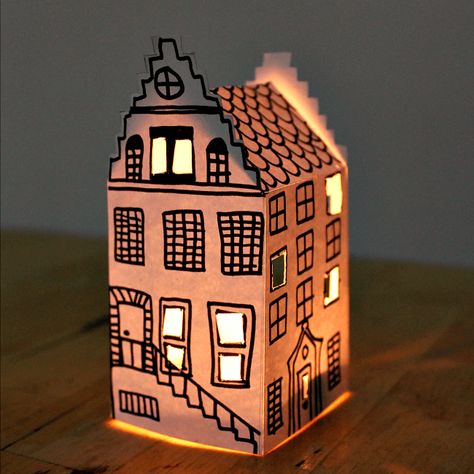 Paper house lantern.              Gloucestershire Resource Centre http://www.grcltd.org/scrapstore/ Paper Craft Lantern, Christmas Paper Lanterns, Printable Lantern Templates, Christmas Lantern, Paper Craft House Free Printable, Christmas Luminaries Diy Paper, Diy Lantern, Cricut Paper Lantern Free, Paper Bag Lanterns