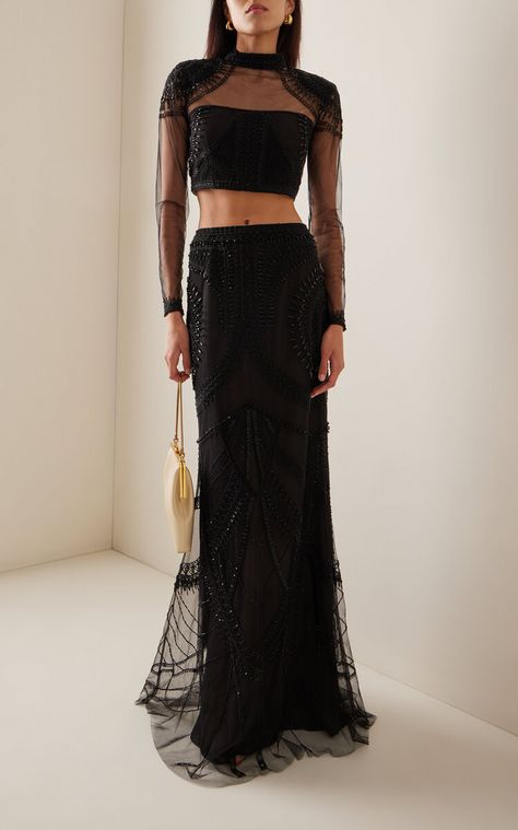 Cucculelli Shaheen, Anna Rose, Tulle Maxi Skirt, Evening Skirts, Beaded Tulle, Evening Tops, Classical Art, Big Fashion, High End Fashion