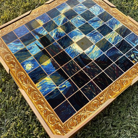 ♞ Van Gogh The Starry Night Chessboard is produced with flame The Starry Night image as in the image.

♞ You can customize the chessboard according to you.

♞ 2 Different Board Sizes .

♞ Big Chessboard : 14x14 inches

♞ Small Chessboard : 12x12 inches

♞ The footrests on the edge and corner of the board are embossed with dragons . Custom Chess Board, Starry Night Images, Van Gogh The Starry Night, Gogh The Starry Night, Overlays Instagram, The Starry Night, Chess Set, On The Edge, Chess Board