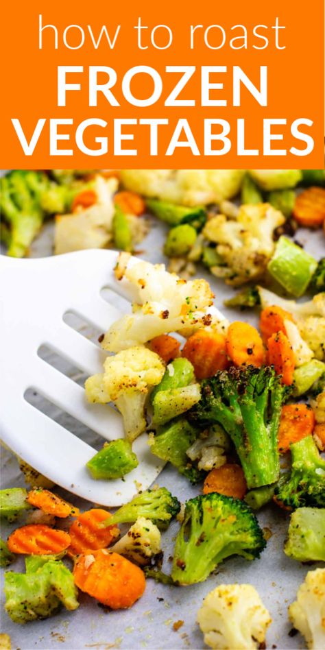 Roasted frozen vegetables are the easiest side dish! Learn how to make delicious frozen vegetables in minutes. Baked Frozen Vegetables, Roasted Frozen Vegetables, Roast Frozen Vegetables, Roasting Frozen Vegetables, Produce Drawer, Frozen Vegetable Recipes, Mix Vegetable Recipe, Roasted Vegetables Recipe, Frozen Mixed Vegetables