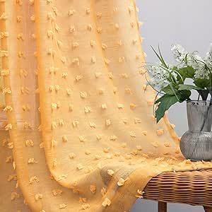 Mustard Yellow Curtains, Textured Curtains, Polka Dot Curtains, Pom Pom Curtains, Bathroom Window Curtains, Orange Curtains, Boho Dining Room, Yellow Curtains, Yellow Nursery