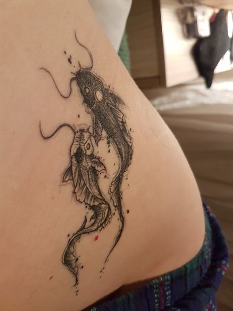 White Koi Fish Tattoo, Catfish And The Bottlemen Tattoo, Catfish Tattoo, Japanese Fish Tattoo, Coy Fish Tattoos, Calf Tattoos For Women, White Koi Fish, Japanese Koi Fish Tattoo, Ed Hardy Tattoos