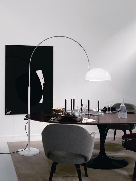 Coupé Floor Lamp 3320 – White متحف فني, Arch Lamp, Joe Colombo, Arc Lamp, Arched Floor Lamp, Floor Lamps Living Room, White Floor Lamp, International Design, Gio Ponti