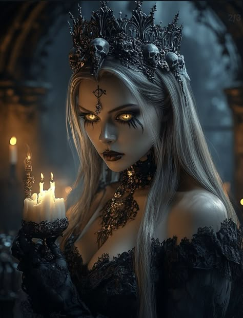 Gothic Asthetics Photos, Beautiful Witch Goddesses, Female Necromancer Art, Ethereal Art Dark, Woman Vampire, Winged Girl, Vampire Makeup, Creepy Halloween Makeup, Korean Hair Color