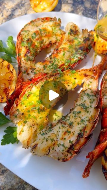 Grilled Lobster Tails How To Cook, Lobster Tail Presentation, Grilling Lobster Tails, Lobster Pieces Recipes, Grilled Lobster Tail Recipe, Grill Lobster Tail Recipe, Meze Recipes, Lobster Grilled, Lobster Tail Recipe