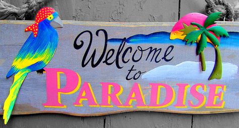 Beer Shop Design, Beachy Signs, Beach Words, Tiki Hawaii, Welcome To Paradise, Summer Paradise, Diy Thanksgiving, I Love The Beach, Beach Signs