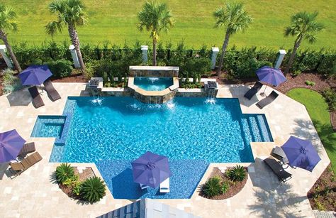 geometric-inground-pool-10 Inground Pool Hardscapes, Pools For Large Backyards, T Shaped Pool, Pool Sizes And Shapes, Pool Shapes Layout, Inground Pools On A Budget, Geometric Pool Designs With Spa, Pool Sizes Inground, Pool Landscaping Ideas Inground