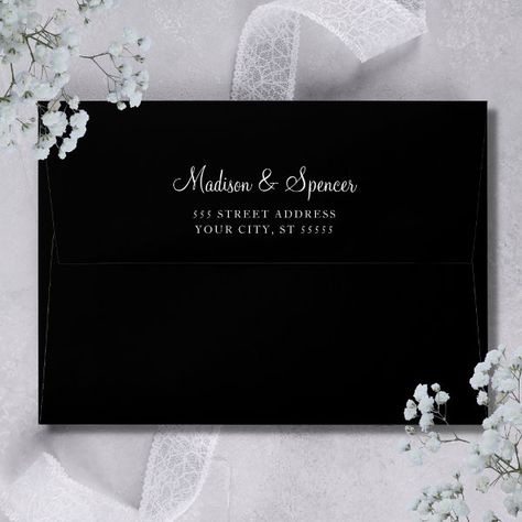 Solid Black Elegant Modern Wedding 5x7 Envelope Black Envelope Aesthetic, Envelope Aesthetic, Envelope Wedding Invitation, Money Wedding, Envelope Wedding, Black Envelope, Elegant Modern Wedding, Wedding Money, Wedding Goals