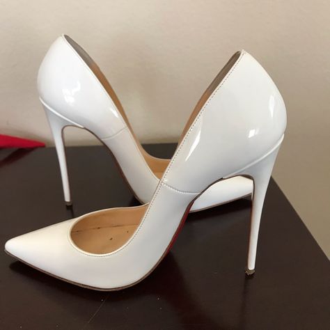 Pretty Much Brand New So Kate Patent White In 36.5. They’re Beautiful But Honestly Just Don’t Go With My Wardrobe Anymore As A Mother Of Two. Excellent Condition. So Kate Louboutin, White Stilettos, Louboutin So Kate, Mother Of Two, Shoes Heels Classy, Cute Shoes Heels, White High Heels, Christian Louboutin So Kate, Classy Shoes