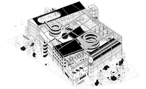 Runner-up project in Wernigerode (DE), Europan 16 -- Domestic Machines -- Team: Pedro Pitarch Alonso (ES) – architect #europan16 #livingcities #architecture #urbanplanning #urbanism #landscape #architecturecompetition #competition #rendering #architecturedrawings Irregular Architecture, Machine Architecture, Fortification Architecture, Metabolist Architecture, Parasitic Architecture, Natural Architecture, Architecture Sketchbook, Architecture Concept Drawings, Layout Architecture