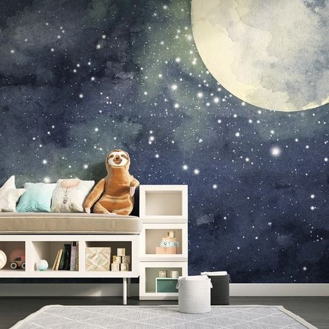 Cloudy Night Sky Wallpaper, Moon in The Night Sky, Moon Scape Wall Mural, Peel And Sitck Wallpaper, Nursery Room Decor #cloudy #cloudynight #skywallpaper #moon #moonintheday #peelandstickwallpaper #nursery #nurseryroom #peelandstickwallpaper #homedecor #blackandwhite #removablewallpaper #tropicalwallpaper #floral #patternwallpaper #floralwallpaper #exquisite #darkfloral #peelandstickwallpaper #vintageflowers #mixedflowers #homedecor #homedesign #homedecoration #wallpaper #wallpapermiami #bab... Moon Mural Bedroom, Night Sky Mural, Moon Scape, Moon Mural, Cloudy Night Sky, Moon In The Night Sky, Mural Bedroom, Cloudy Night, Night Sky Moon