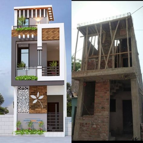 Front Elevation Designs 15×40, 15 Fit Front Elevation House, 12×40 House Elevation, 10 Feet Front Elevation, 12 Feet Front Elevation Design, 15 Feet Front Elevation Design, Arbaz Khan, Indian House Exterior Design, Morden House