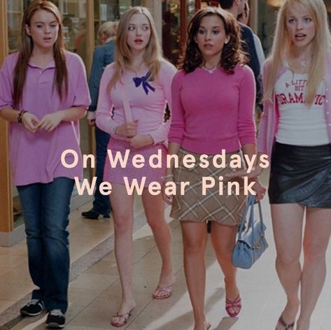 On Wednesday We Wear Pink Quote, On Wednesday We Wear Pink Outfit, Wensdays We Wear Pink, Mean Girls Aesthetic Outfits, Pink On Wednesdays, Mean Girls Meme, Mean Girls Humor, Mean Girl 3, On Wednesday We Wear Pink