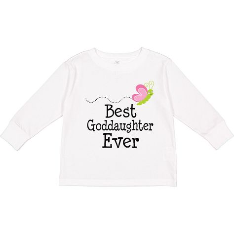 Best Goddaughter Ever cute girls Toddler Long Sleeve T-Shirt outfit from Godmother with pink butterfly A classic for Fall, Winter and Spring, these long sleeve toddler t-shirts are sure to be a staple in your child's wardrobe. Whether layered or alone, this t-shirt is soft yet durable enough to stand up to your toddler's playtime demands. Toddler Long Sleeve T-Shirt. Our eBay Store Best Goddaughter Ever Toddler Long Sleeve T-Shirt Light Blue 3T 19.99 Best Goddaughter Ever cute girls Toddler Long Sleeve T-Shirt outfit from Godmother with pink butterfly A classic for Fall, Winter and Spring, these long sleeve toddler t-shirts are sure to be a staple in your child's wardrobe. Whether layered or alone, this t-shirt is soft yet durable enough to stand up to your toddler's playtime demands. Todd