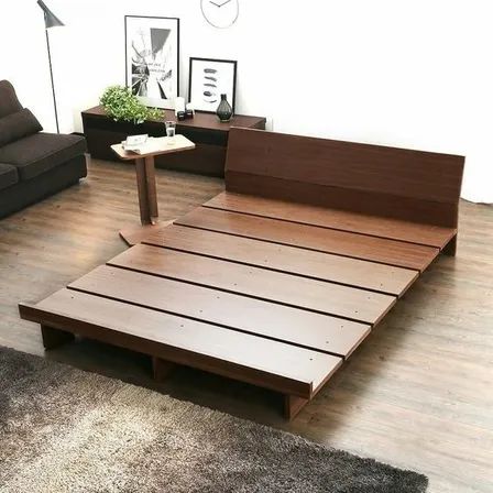 Respaldo Cama Sommier Tapaizado Mesa De Luz Ote Muebles | MercadoLibre Affordable Bed Frames, Bed Frames Ideas, Frames Ideas, Platform Bed Designs, Wooden Beds, Wooden Sofa Set Designs, Wood Bed Design, Minimalist Bed, Bed Platform