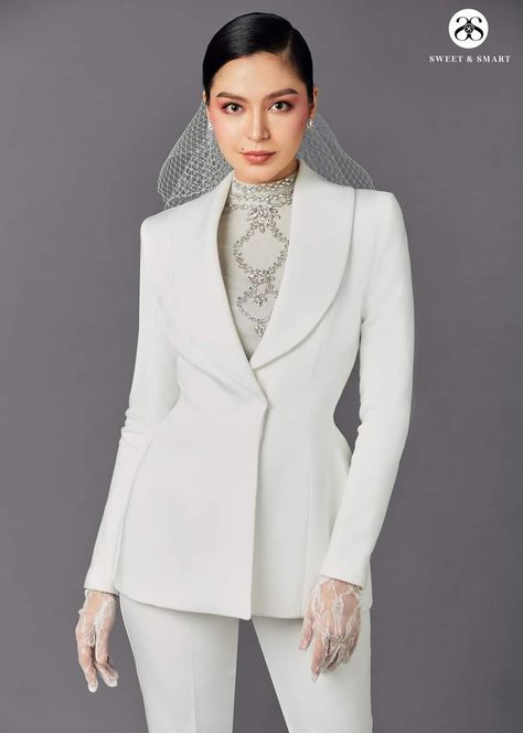 Tuxedo Fashion, Bridal Tuxedo, Tuxedo Women, Myanmar, Women's Blazer, Wedding Dresses, Blazer, Quick Saves, Design