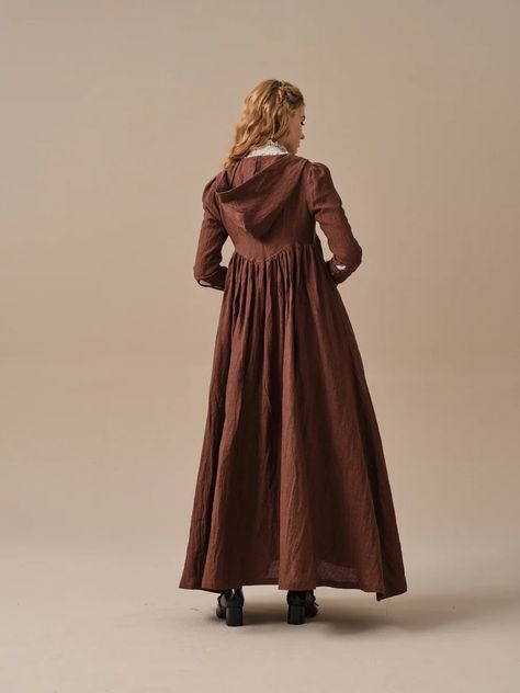 Colonial Fashion, Wizard Robes, Killstar Clothing, Linen Coat, Natural Linen Fabric, Maxi Coat, Dyed Linen, Traditional Fabric, Linen Jacket