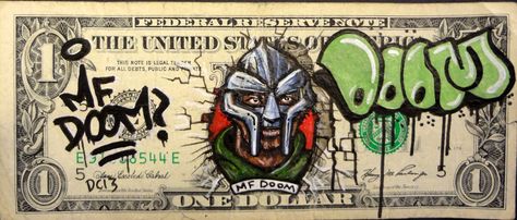 One Dollar Bill, Hip Hop Artwork, Mf Doom, Graffiti Style Art, Hip Hop Art, One Dollar, Dollar Bill, Room Posters, The Villain