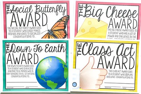 Funny Student Awards, Student Awards Ideas, Funny Awards For Students, Funny Teacher Awards, Pbis Incentives, Wrestling Banquet, English Coffee Shop, Graduation Awards, Teaching Board